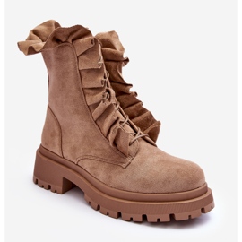 Bottines Worker Isolées En Daim À Talon Plat, Nacelle Beige 9