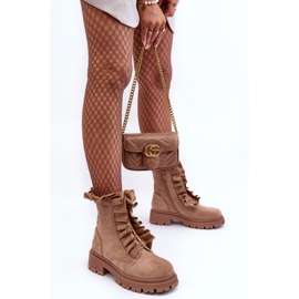 Bottines Worker Isolées En Daim À Talon Plat, Nacelle Beige 6