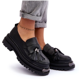 PS1 Mocassins en cuir à plateforme et talon plat, Noir Jorne le noir 6