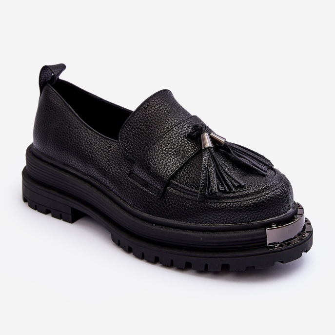 PS1 Mocassins en cuir à plateforme et talon plat, Noir Jorne le noir 1