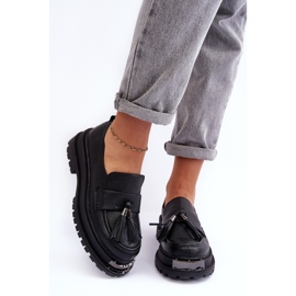 PS1 Mocassins en cuir à plateforme et talon plat, Noir Jorne le noir 2