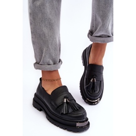PS1 Mocassins en cuir à plateforme et talon plat, Noir Jorne le noir 4