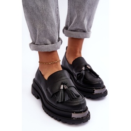 PS1 Mocassins en cuir à plateforme et talon plat, Noir Jorne le noir 3