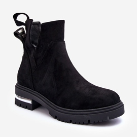 Bottines Plates En Daim Avec Découpes, Noir Lamedella 1