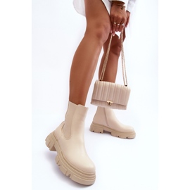 Bottines Chelsea en cuir à talons plats et plateforme, beige clair Solita 2