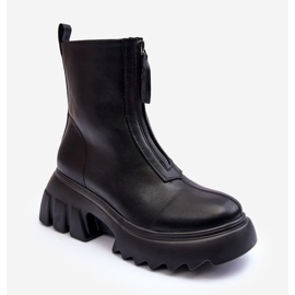 Bottines Kusma noires sur plateforme massive avec fermeture éclair 1