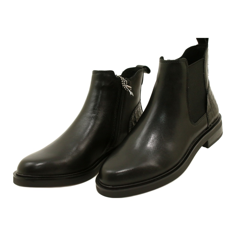 Bottes en cuir en cuir féminin Caprice 9-25479-41 019 Black le noir 2