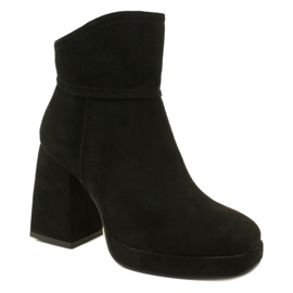 M.Daszyński Bottes pour femmes, fourrure en daim isolée de noir le noir 1