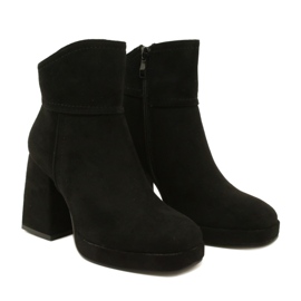 M.Daszyński Bottes pour femmes, fourrure en daim isolée de noir le noir 5