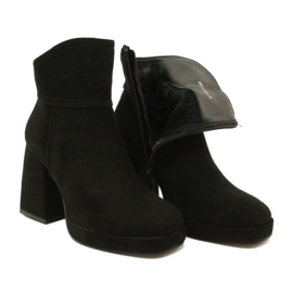 M.Daszyński Bottes pour femmes, fourrure en daim isolée de noir le noir 6