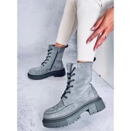 Roisin Bottines à lacets en daim gris 2