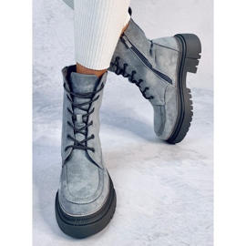 Roisin Bottines à lacets en daim gris 4