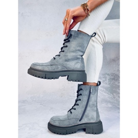 Roisin Bottines à lacets en daim gris 3