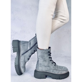 Roisin Bottines à lacets en daim gris 5