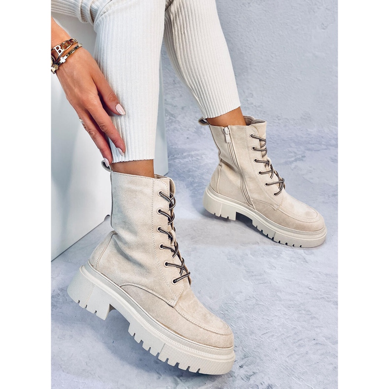 Bottines à lacets daim Roisin Beige 2