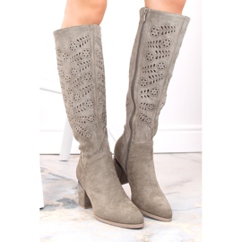Bottines ajourées femme en daim beige Vinceza 16443 5