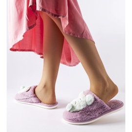 Chaussons Abeilles doux violets et verts 2