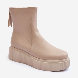 Bottines Plateformes En Cuir Pour Femme Beige Lemar Jenefer 2