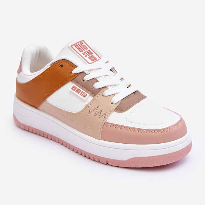 Chaussures de sport pour femmes, baskets Big Star MM274355 marron et rose blanc 2