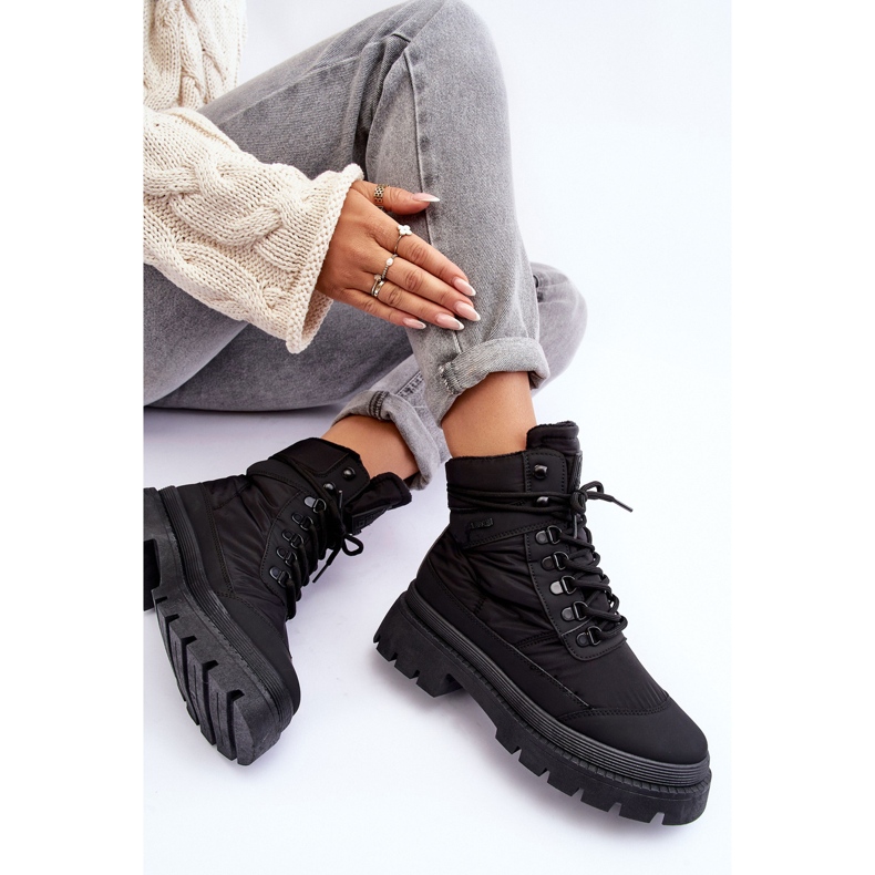 Bottines isolées Trappers pour femmes sur plateforme et talon plat Big Star MM274338 noir le noir 1