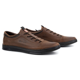 Polbut Chaussures casual en cuir pour hommes K22 marron foncé brun 4
