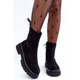 Bottines plates en daim Lakyta noires 1