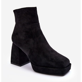FJ1 Bottines en daim Abnous noires à talons épais le noir 1