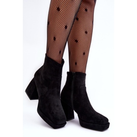 FJ1 Bottines en daim Abnous noires à talons épais le noir 5
