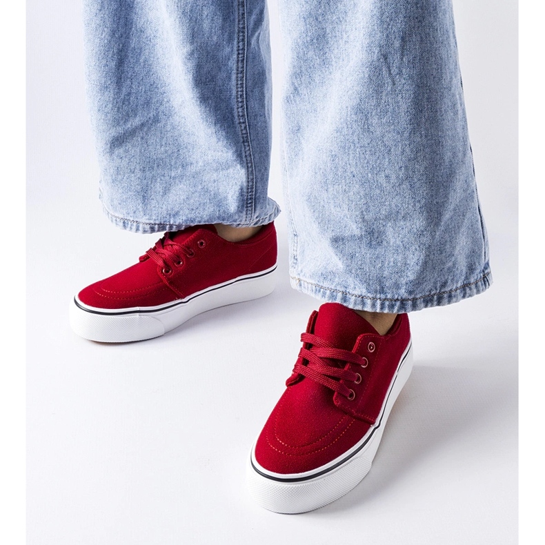 Baskets Abboud en éco-daim rouges 1