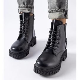 Bottines à lacets noires avec strass Latsch le noir 1