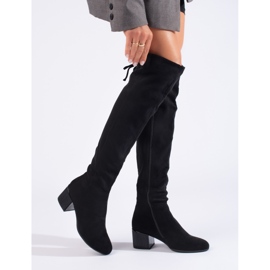 Goodin Bottes élégantes avec un talon décoratif le noir 1