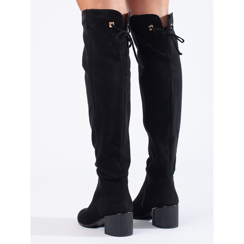 Goodin Bottes élégantes avec un talon décoratif le noir 2 Goodin Bottes élégantes avec un talon décoratif le noir 2