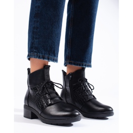 Élégantes bottes à lacets Shelovet pour femmes noir 1