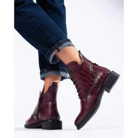 Bottes de travail isolées à lacets bordeaux de Vinceza rouge 1 Bottes de travail isolées à lacets bordeaux de Vinceza rouge 1