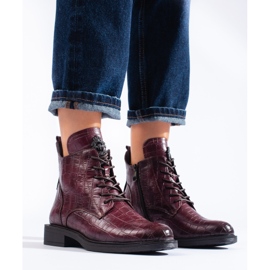 Bottes de travail isolées à lacets bordeaux de Vinceza rouge 2