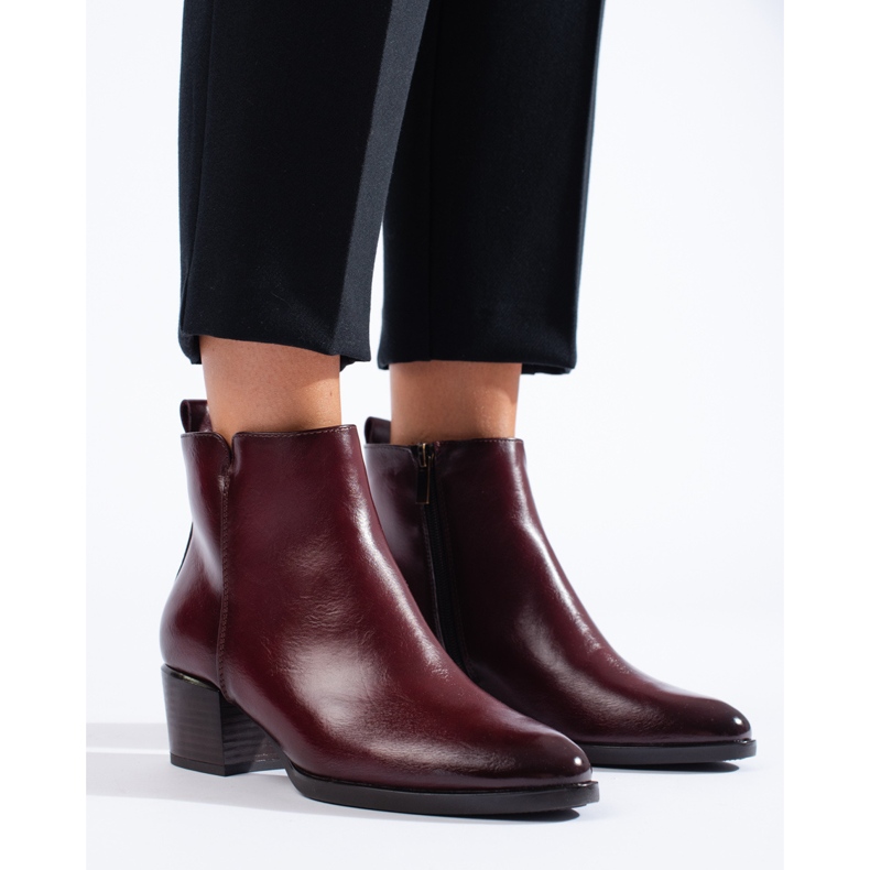 Bottines bordeaux avec un talon haut confortable de Vinceza rouge 1