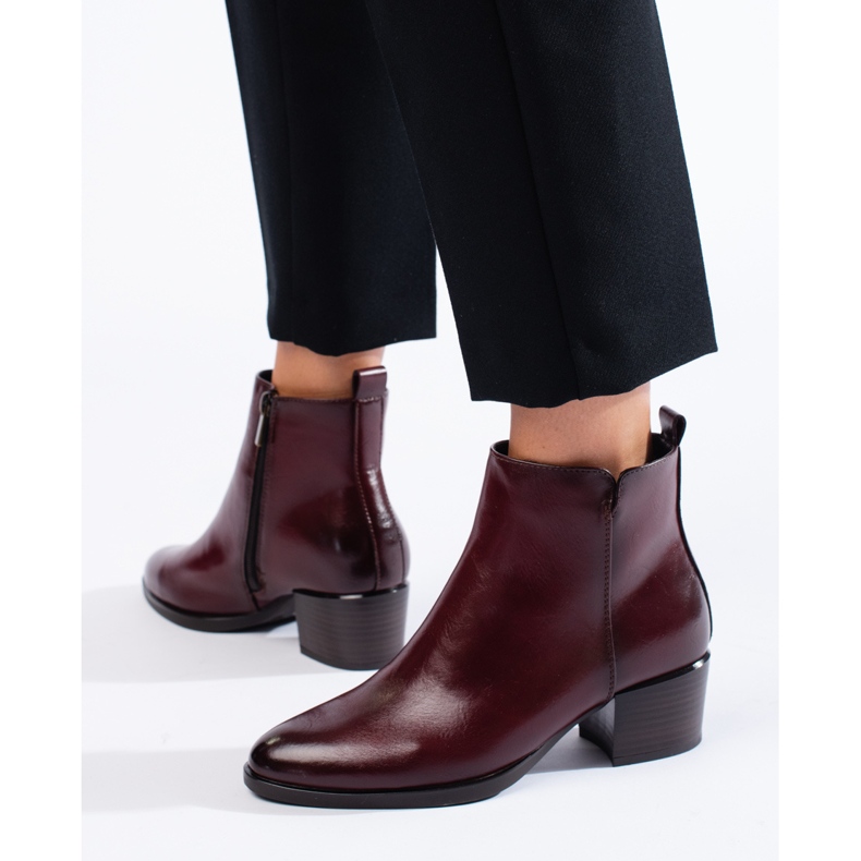 Bottines bordeaux avec un talon haut confortable de Vinceza rouge 2
