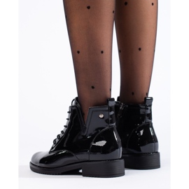 Bottines à lacets noires vernies Vinceza 1