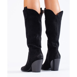 Santiags femme Shelovet en daim noir à talons hauts le noir 3