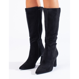Bottines à talons femme en daim noir Shelovet le noir 2