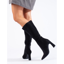 Bottines à talons femme en daim noir Shelovet le noir 3