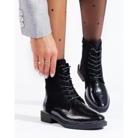 Bottines workwear à lacets Shelovet noires pour femme 2