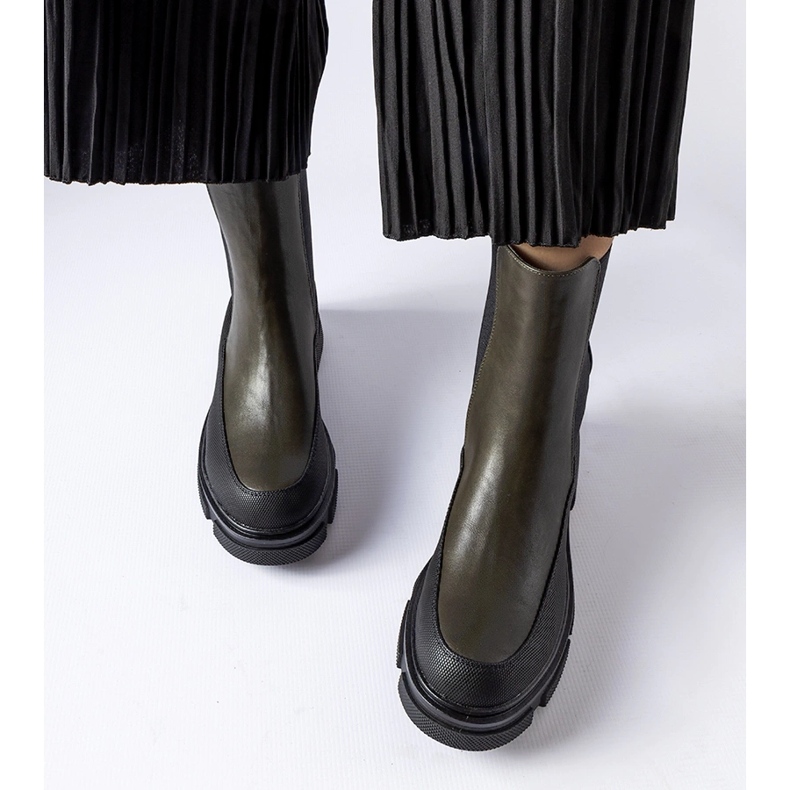 Bottines à enfiler vertes et noires par Faisal 1