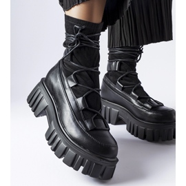 Bottines chaussettes noires avec bande de roulement Colce le noir 1