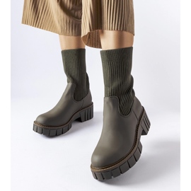 Bottines chaussettes Beauchemin vertes 1