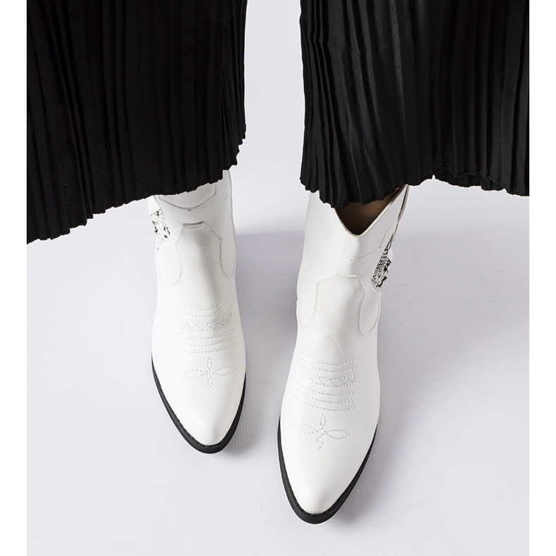 Santiags à talons hauts blanches Henriette 1