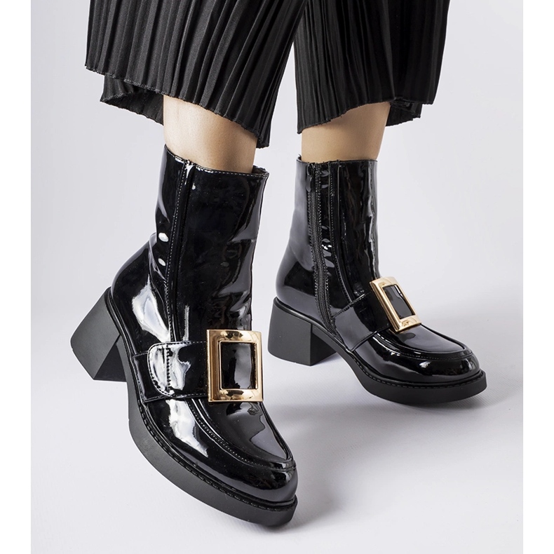 Bottines à talons hauts vernies noires par Girardi 1