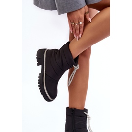 PS1 Bottes de neige noires à talons plats décorées Plotia le noir 4