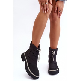 PS1 Bottes de neige noires à talons plats décorées Plotia le noir 8