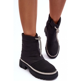 PS1 Bottes de neige noires à talons plats décorées Plotia le noir 5